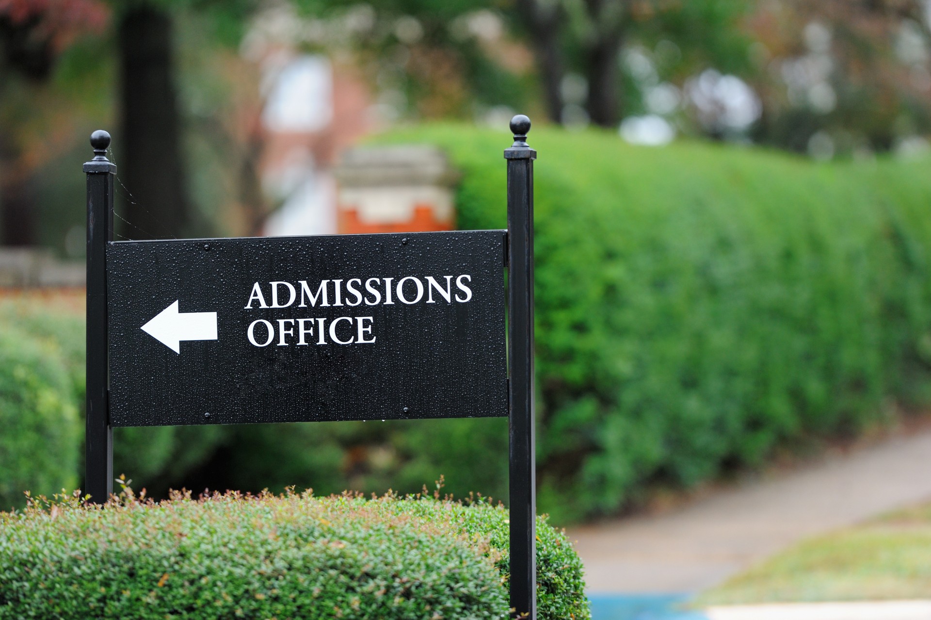 Admissions office sign